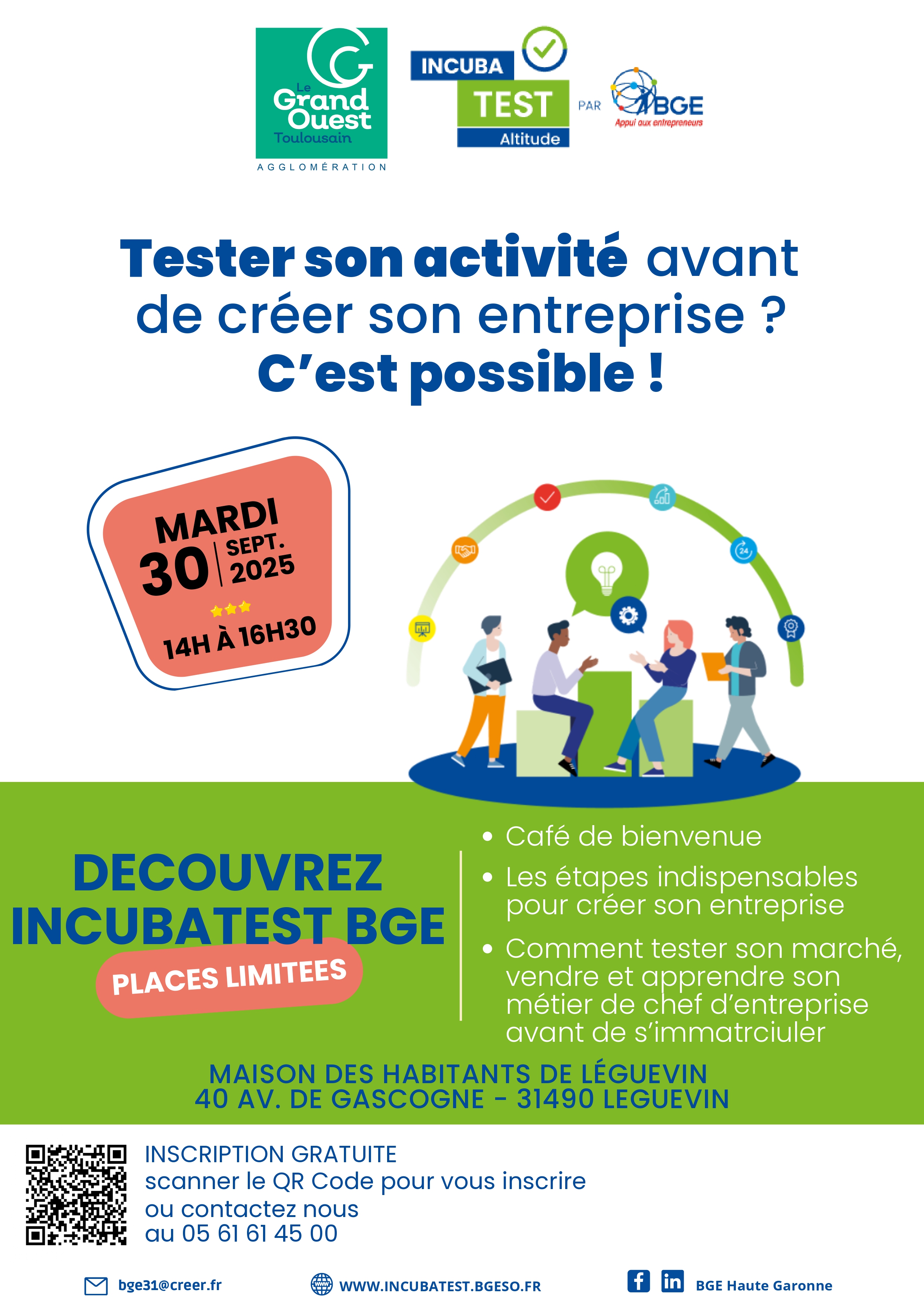Affiche de l'évènement "Tester son projet d'entreprise avec BGE"