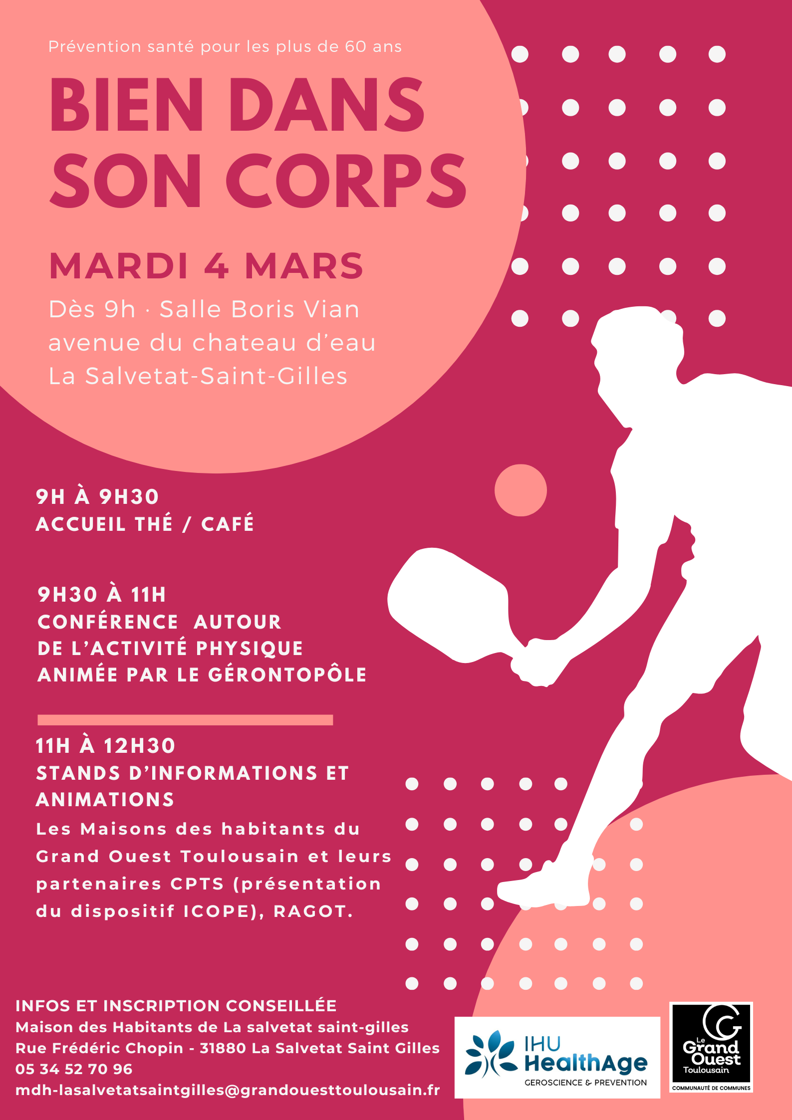 Évènement "Bien dans son corps", le mardi 4 mars à partir de 9h à la Salle Boris Vian, située avenue du Château d’eau à La Salvetat-Saint-Gilles
