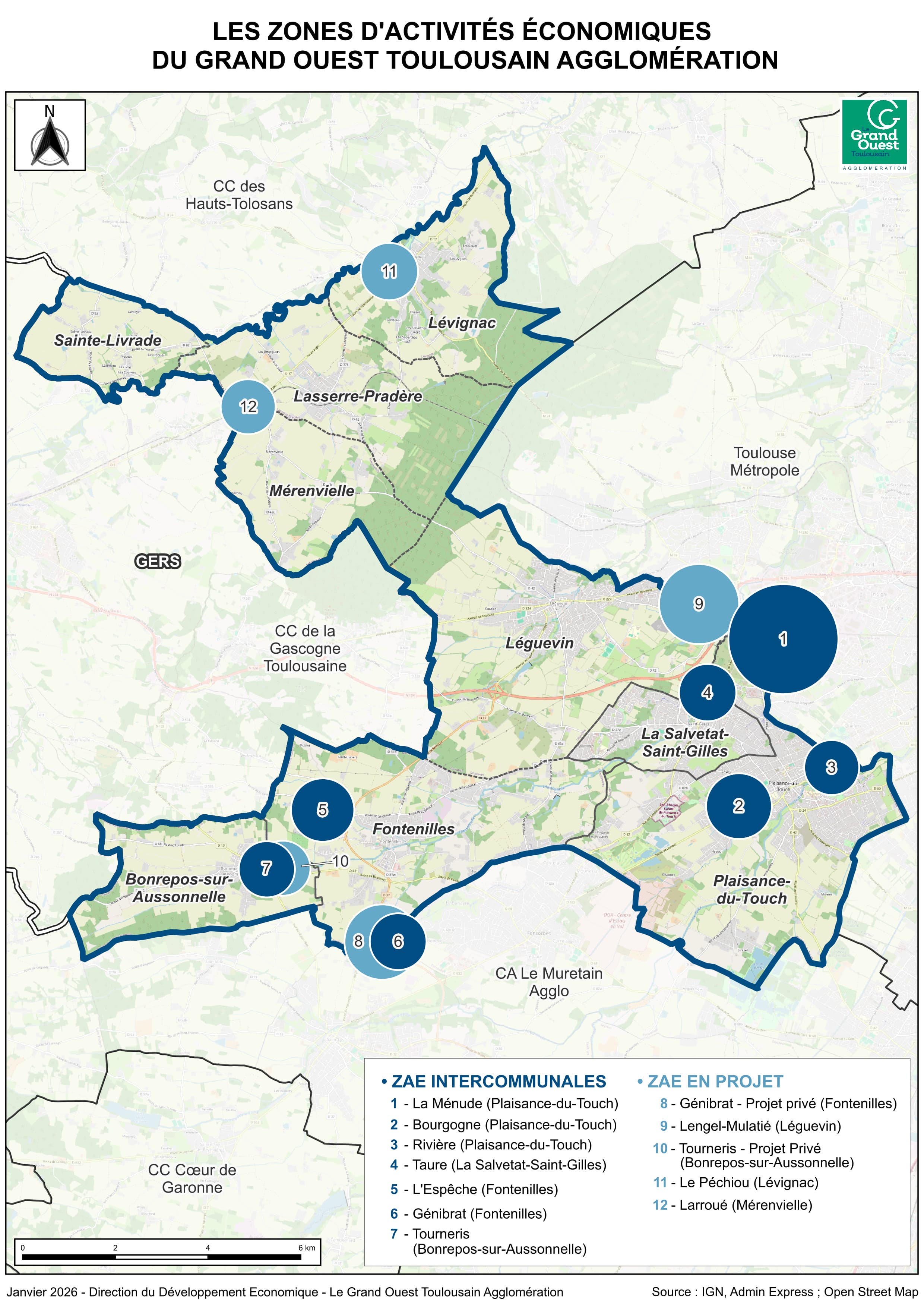 Carte des zones d'activités économiques 